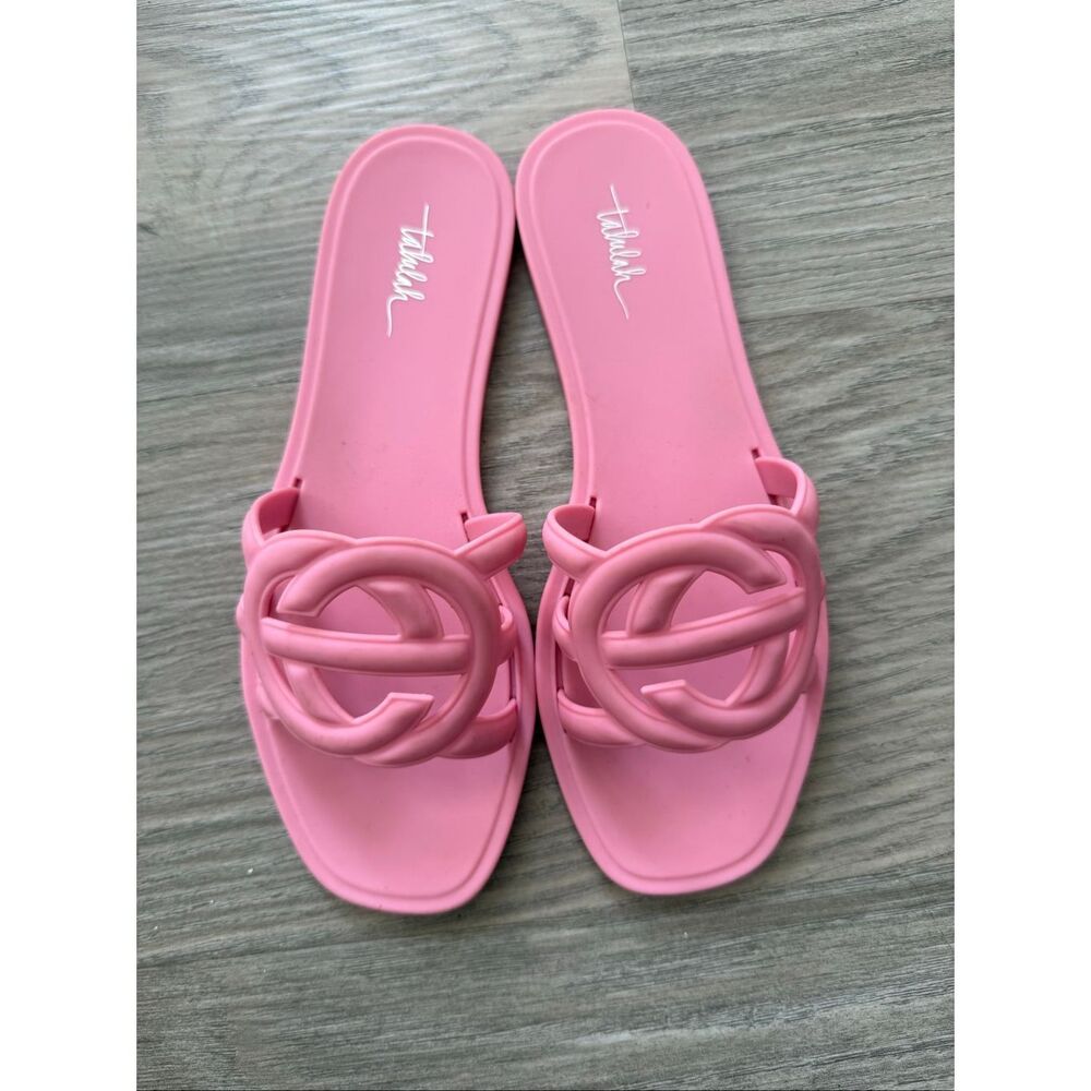 Interlocking Pink GG slide rubber sandal - size 7
